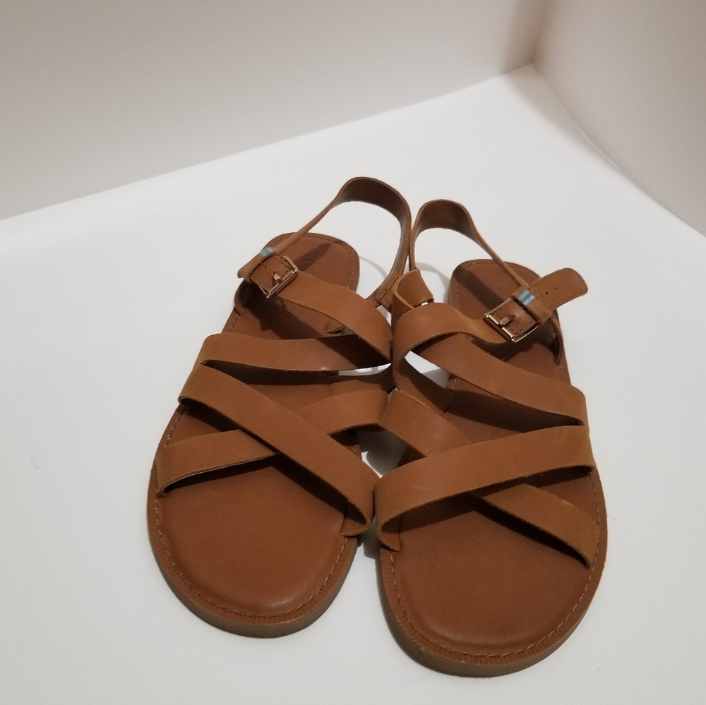 Womens Toms Leather Sicily Women's Brown Sandals